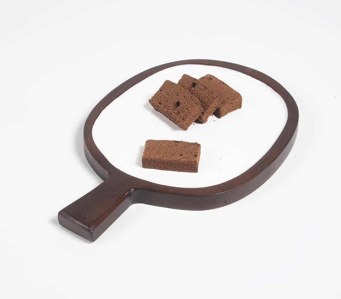 Snow Enamelled Wooden Platter-Qalara-Urbanheer