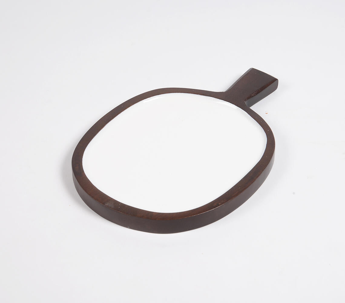 Snow Enamelled Wooden Platter-Qalara-Urbanheer