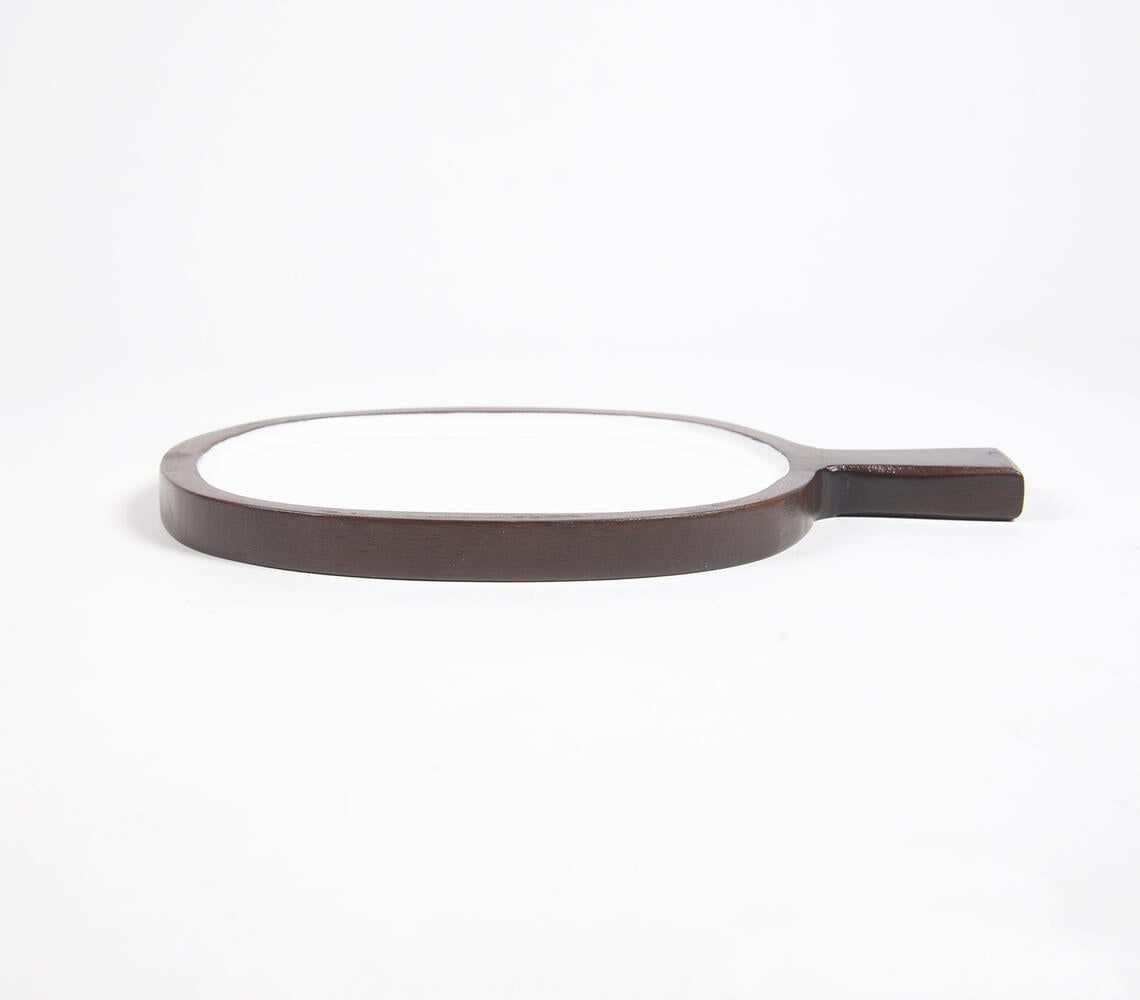 Snow Enamelled Wooden Platter-Qalara-Urbanheer
