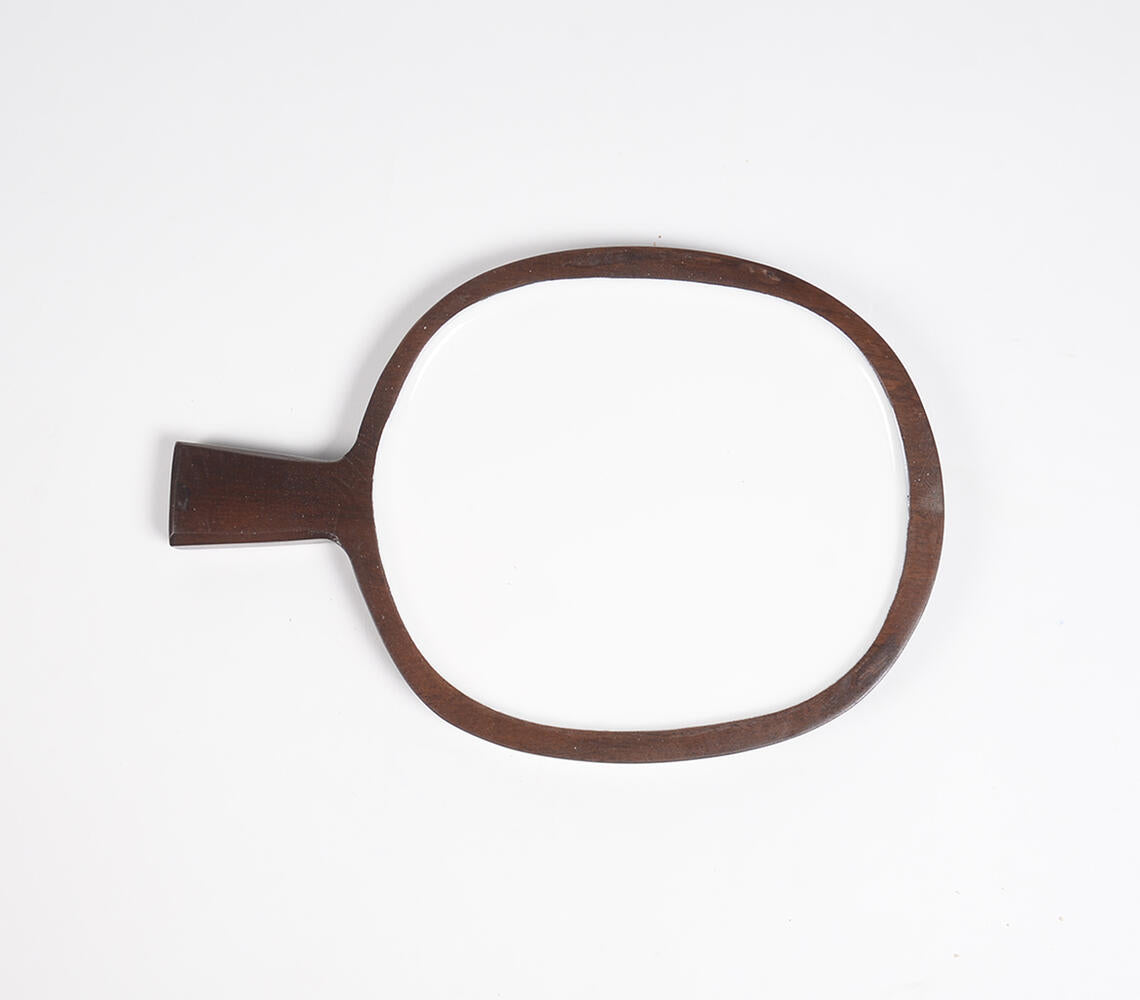 Snow Enamelled Wooden Platter-Qalara-Urbanheer