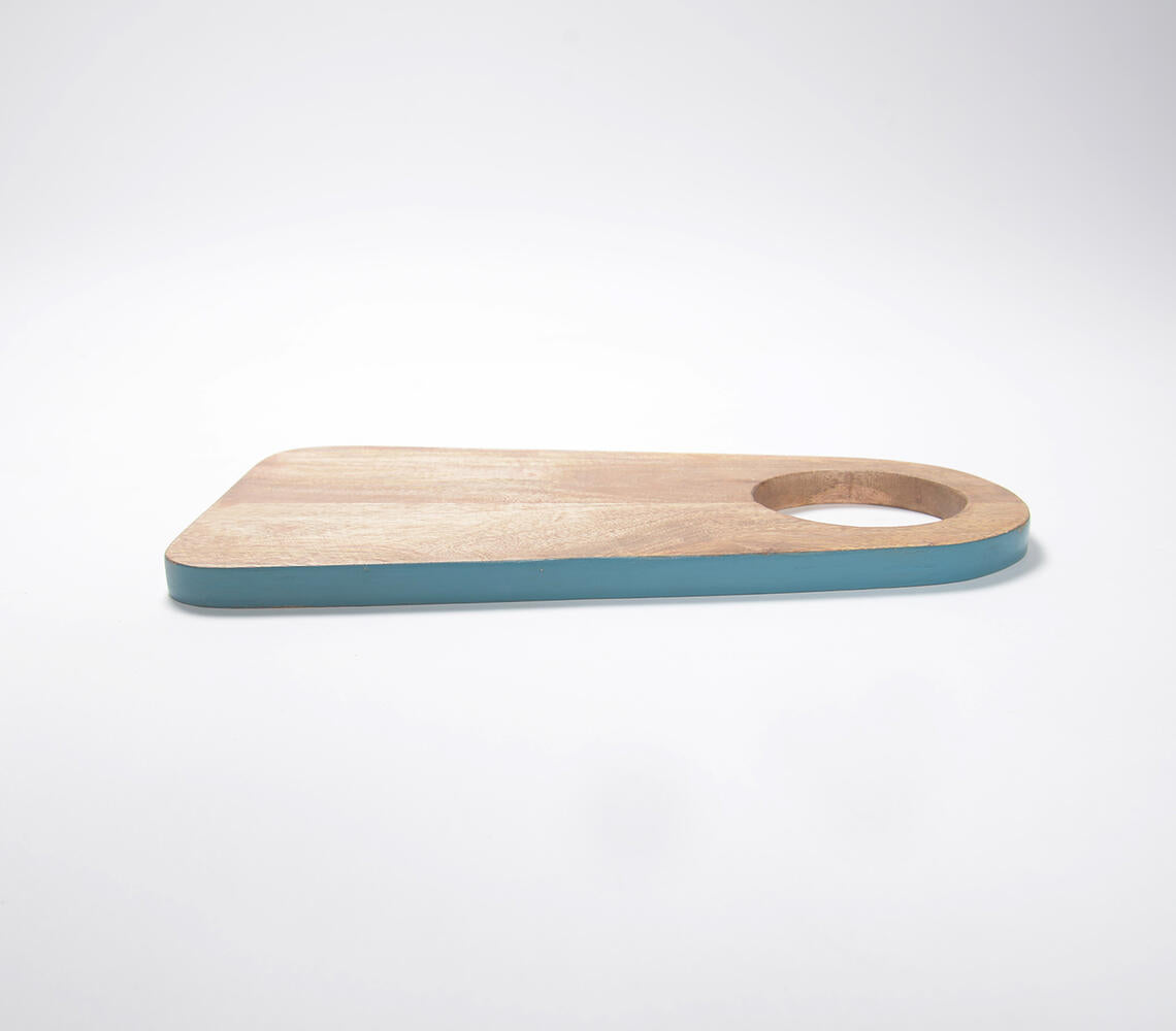Teal Bordered Wooden Chopping Board-Qalara-Urbanheer