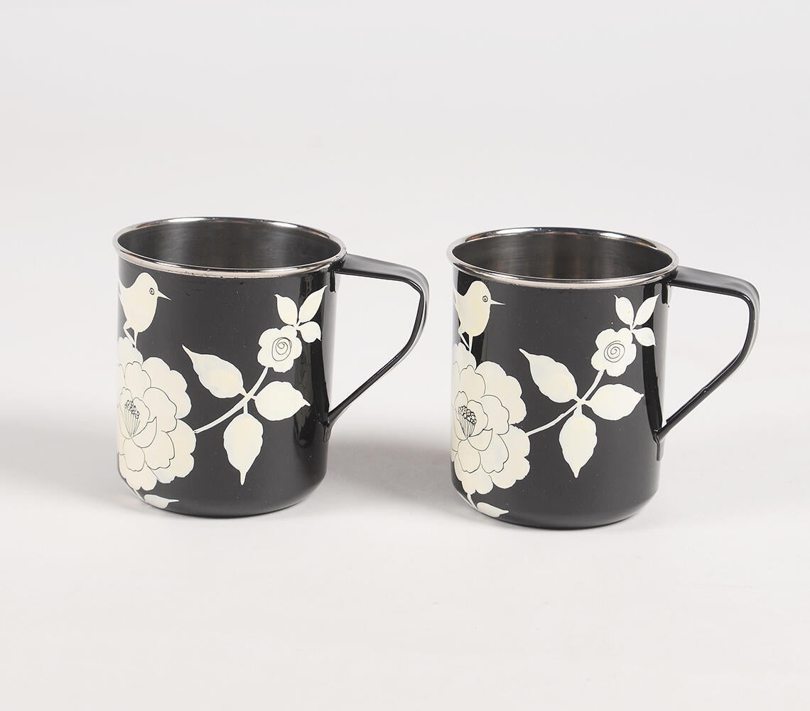 Hand Painted Stainless Steel Mugs (Set Of 2)_1-Qalara-Urbanheer