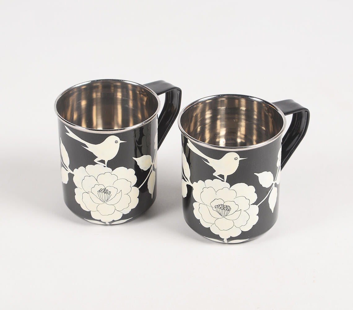 Hand Painted Stainless Steel Mugs (Set Of 2)_1-Qalara-Urbanheer