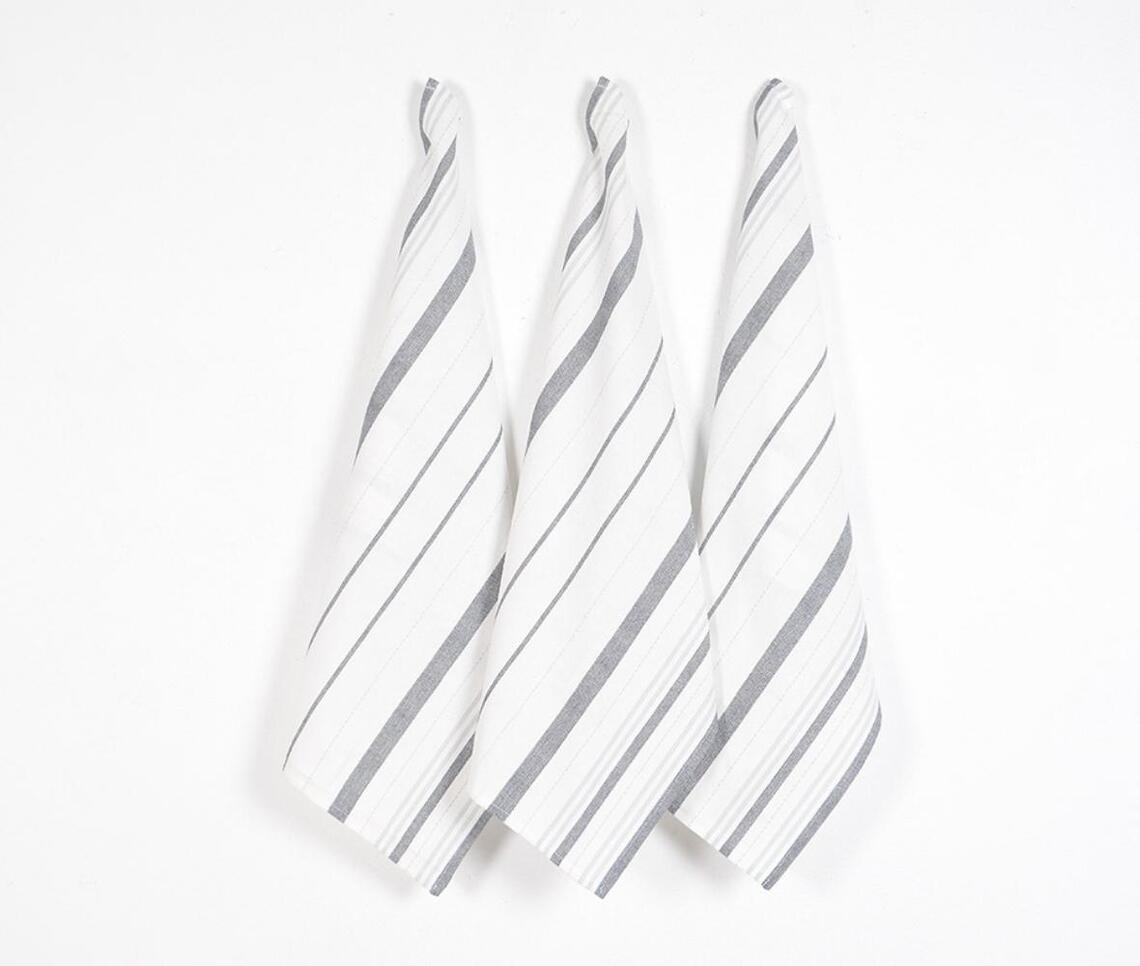 Handwoven Striped Kitchen Towels (Set Of 3) Q1-Qalara-Urbanheer