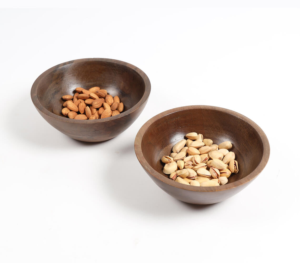 Earthy Wooden Nut Bowls (Set Of 2)-Qalara-Urbanheer