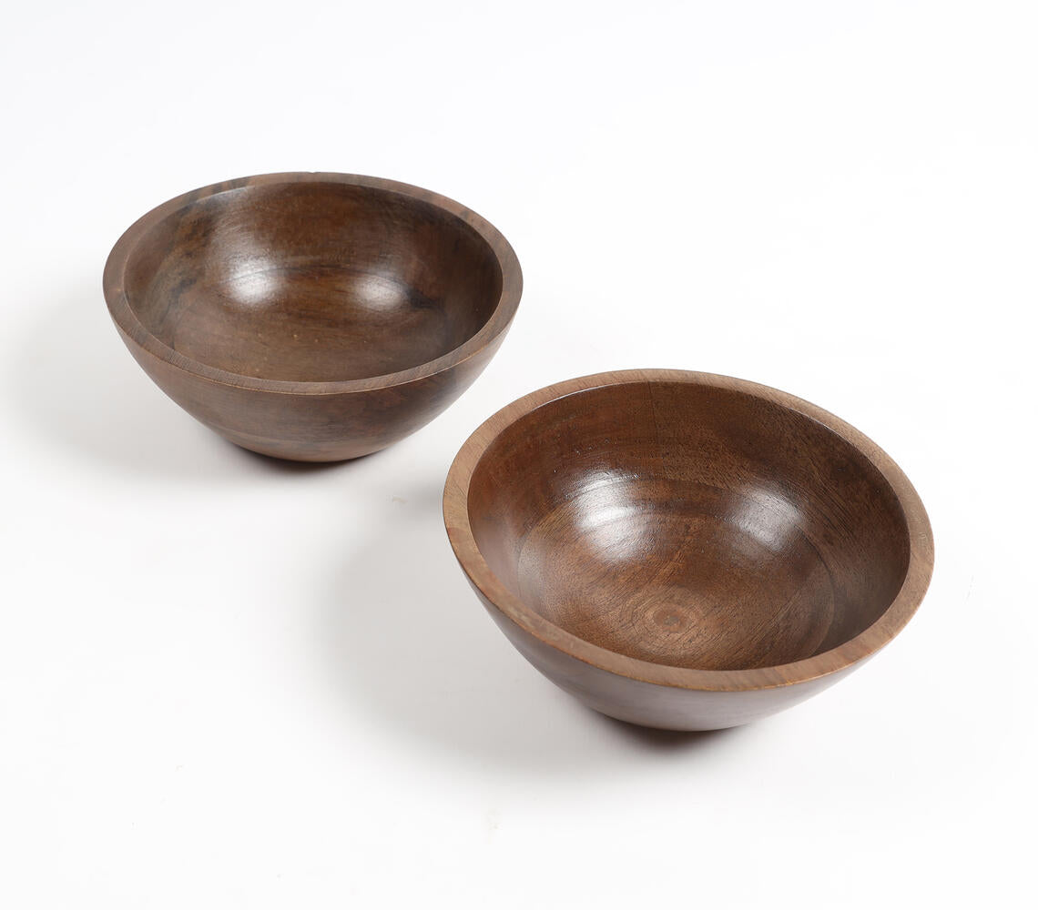 Earthy Wooden Nut Bowls (Set Of 2)-Qalara-Urbanheer