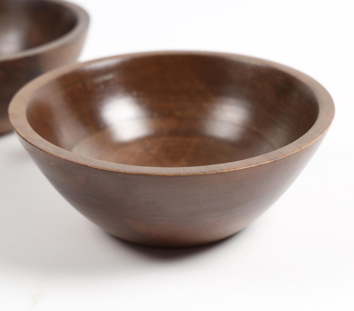 Earthy Wooden Nut Bowls (Set Of 2)-Qalara-Urbanheer