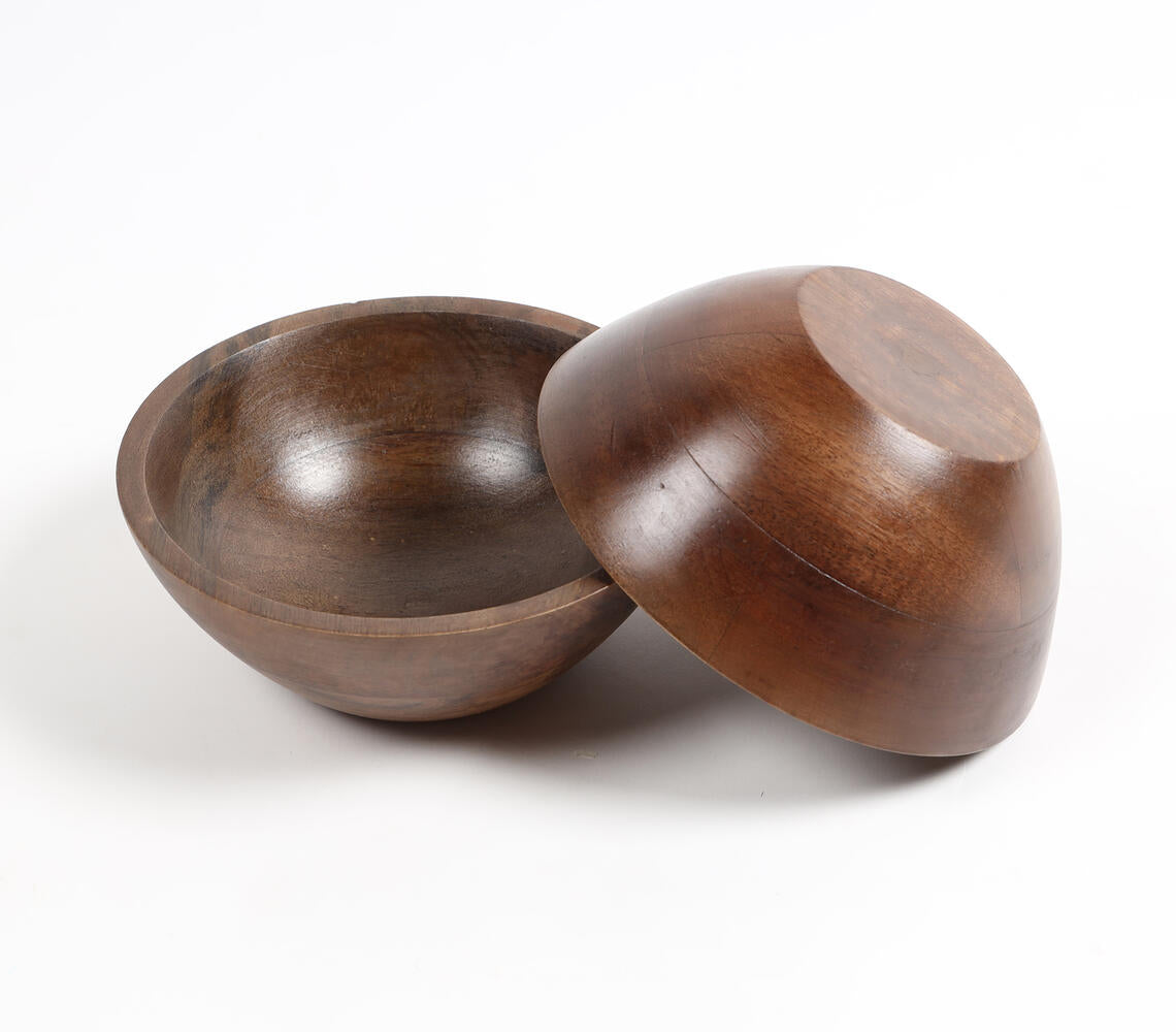 Earthy Wooden Nut Bowls (Set Of 2)-Qalara-Urbanheer