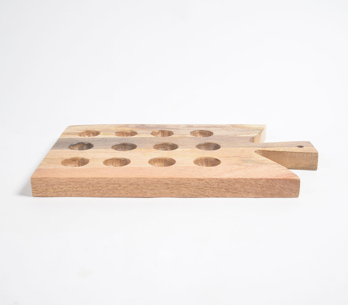 Hand Cut Mango Wood Egg Holder Tray-Qalara-Urbanheer