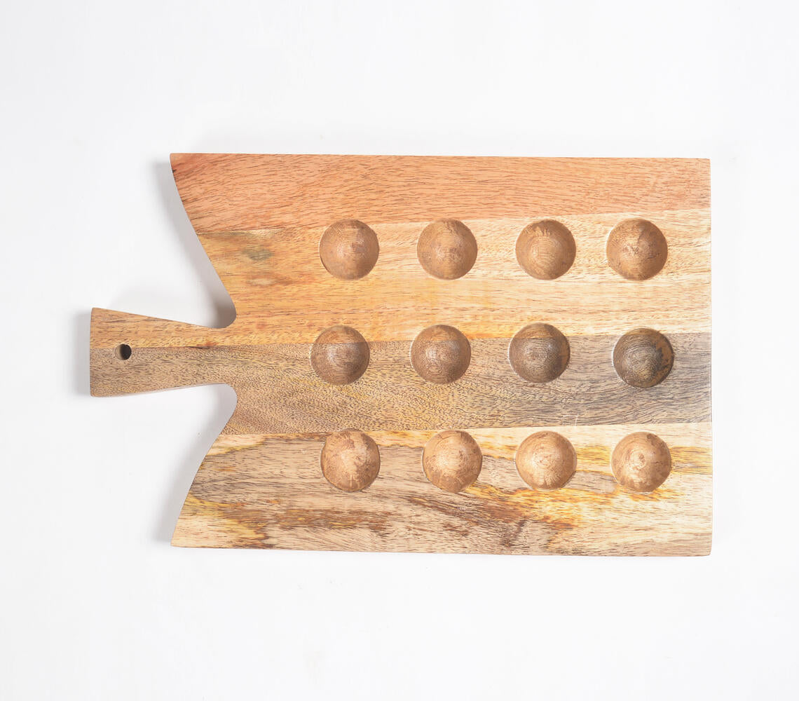 Hand Cut Mango Wood Egg Holder Tray-Qalara-Urbanheer