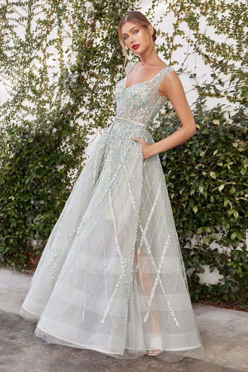 Gemma Jewel Beaded Ball Gown-Evening-Tux-USA-6-Sage-Urbanheer