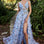 Sky Garden Printed Organza Illusion V-Neck Side Slit Long Prom Dress CDA1137-0