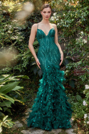 Emerald Dust Feather Mermaid Open Dress-CIND-2-EMERALD-Urbanheer