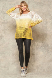 Ombre Open Weave Knit Tunic Sweater-Promesa USA-SM-Urbanheer
