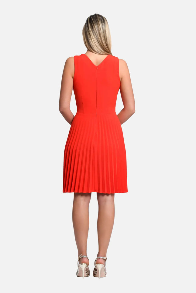 Linda Pleated Dress - Red-Avoure Couture-Urbanheer