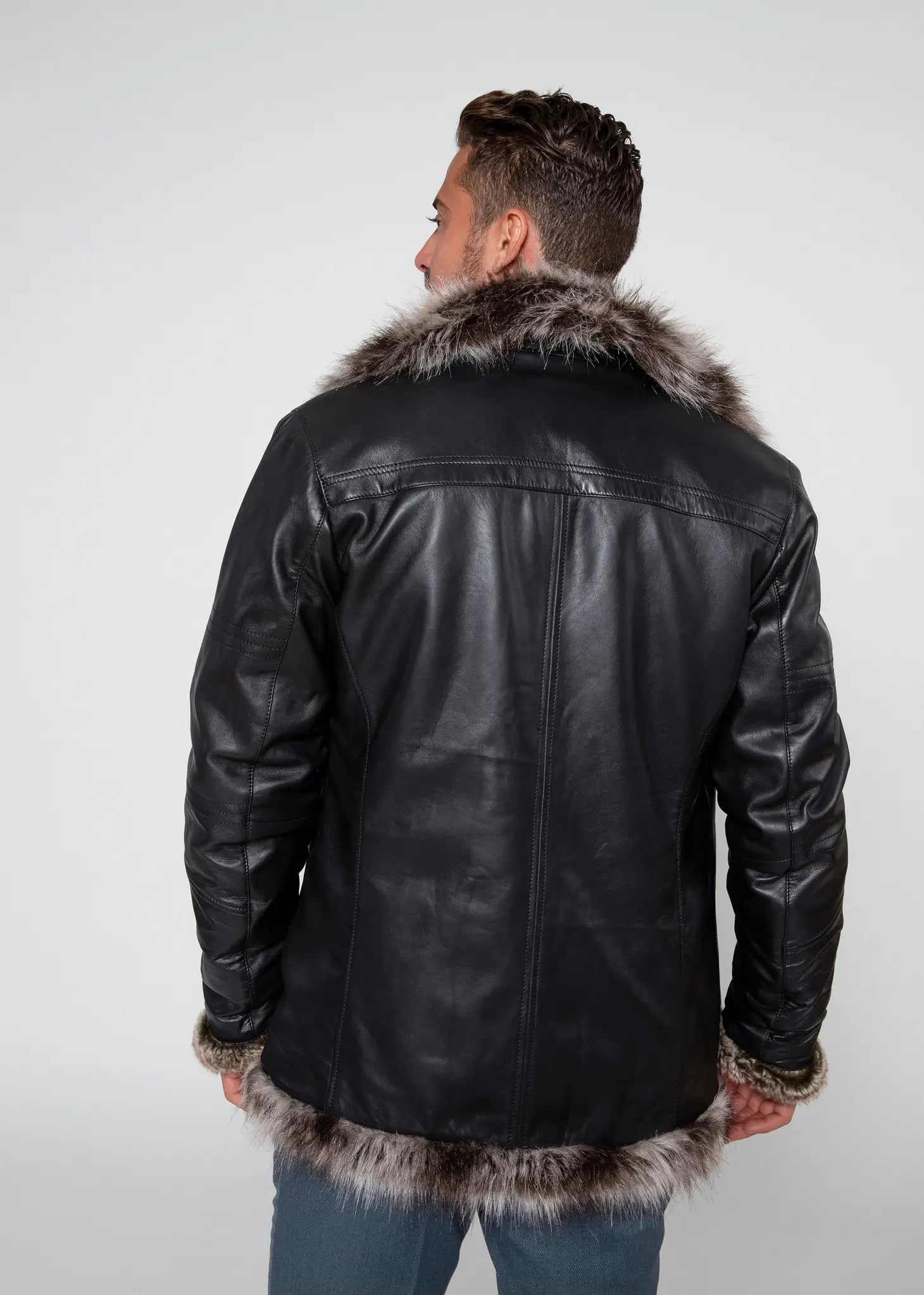 Men'S Jayden Shearling Faux Fur Leather Jacket-Clothing - Men-Fadcloset-XS-Urbanheer