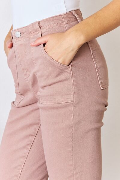 Risen Full Size High Rise Ankle Flare Jeans-Risen-Mauve-0-Urbanheer