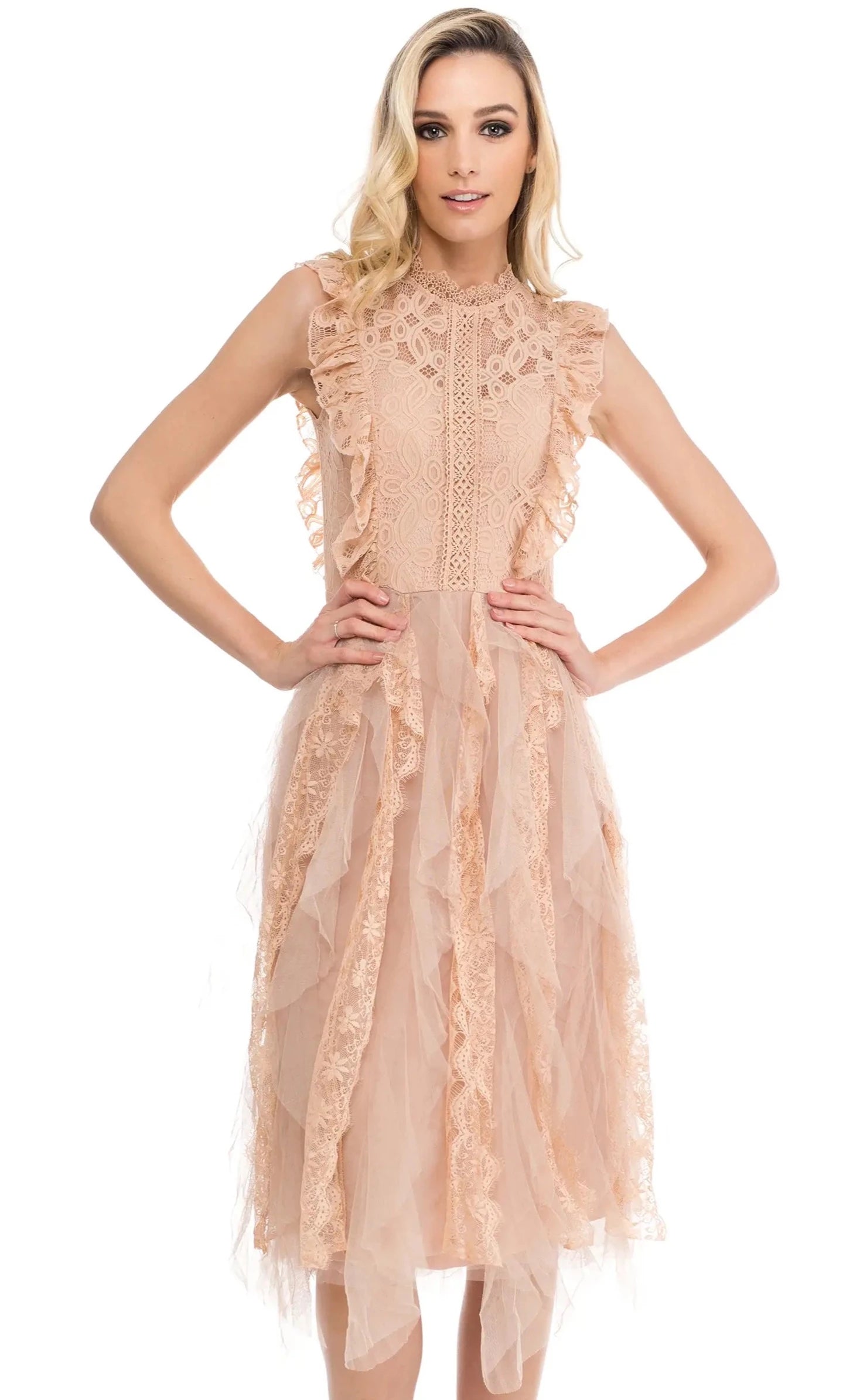 Sleeveless Lace Midi Dress.-Tantra-S-Urbanheer