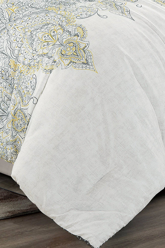 Floral Jacquard Modern Creame Comforter - 7 Piece Set-Linens & Bedding-linen mart-Urbanheer