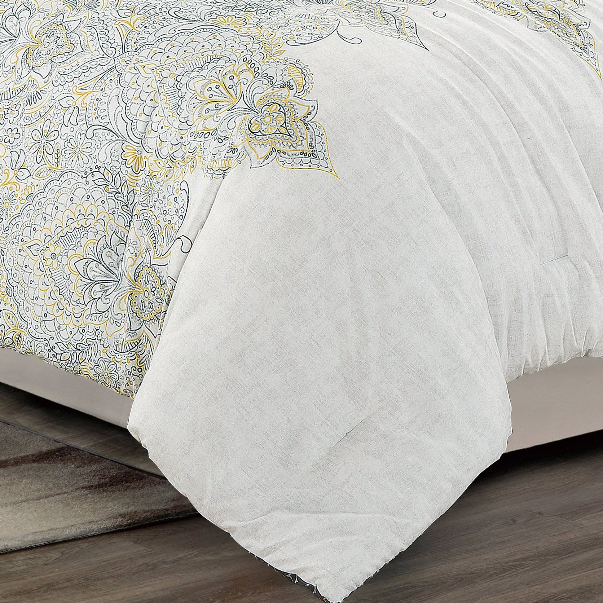 Floral Jacquard Modern Creame Comforter - 7 Piece Set-Linens & Bedding-linen mart-King-Urbanheer