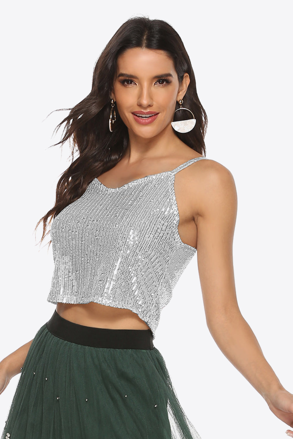 Sequin Cropped Cami-Street 360-Gold-One Size-Urbanheer