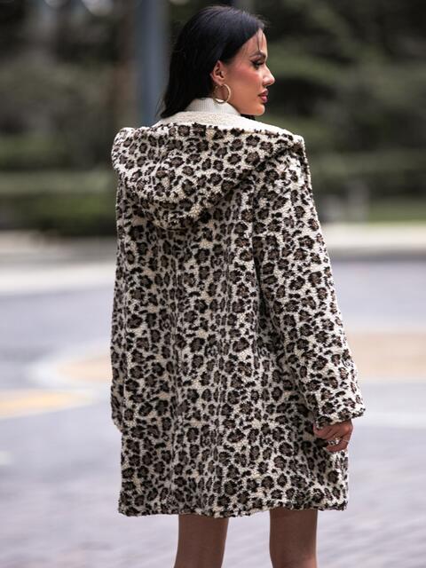 Leopard Print Hooded Teddy Coat-Street 360-Leopard-S-Urbanheer