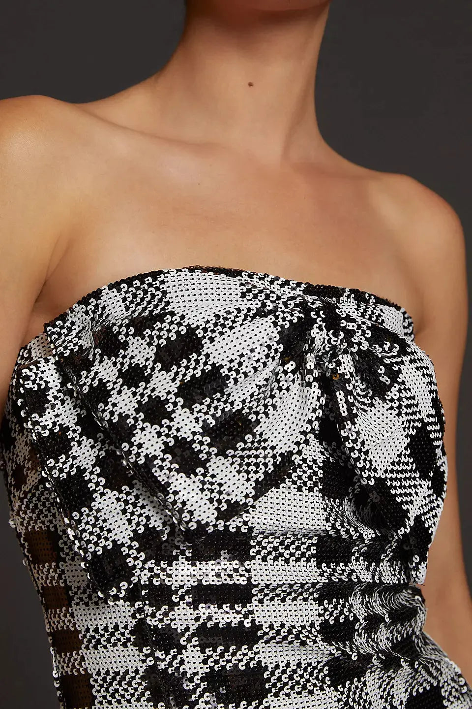 Sequined Plaid Mini Dress-Eva Franco-10-Urbanheer