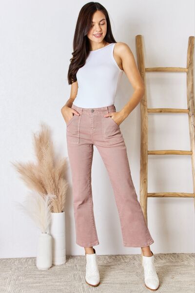 Risen Full Size High Rise Ankle Flare Jeans-Risen-Mauve-0-Urbanheer