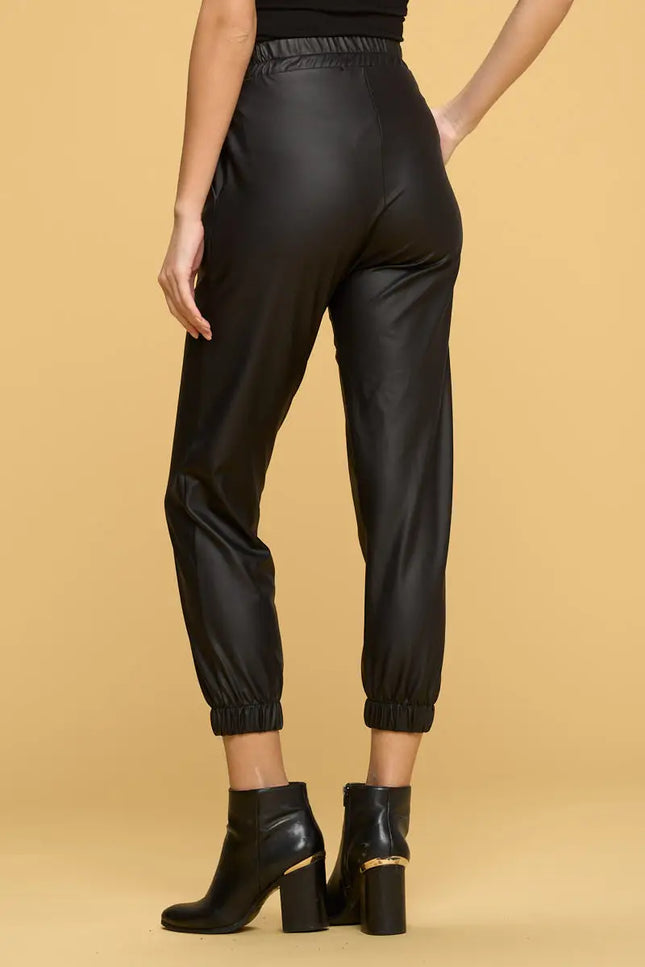 Faux Leather Pants With Pockets.-Renee C.-Urbanheer