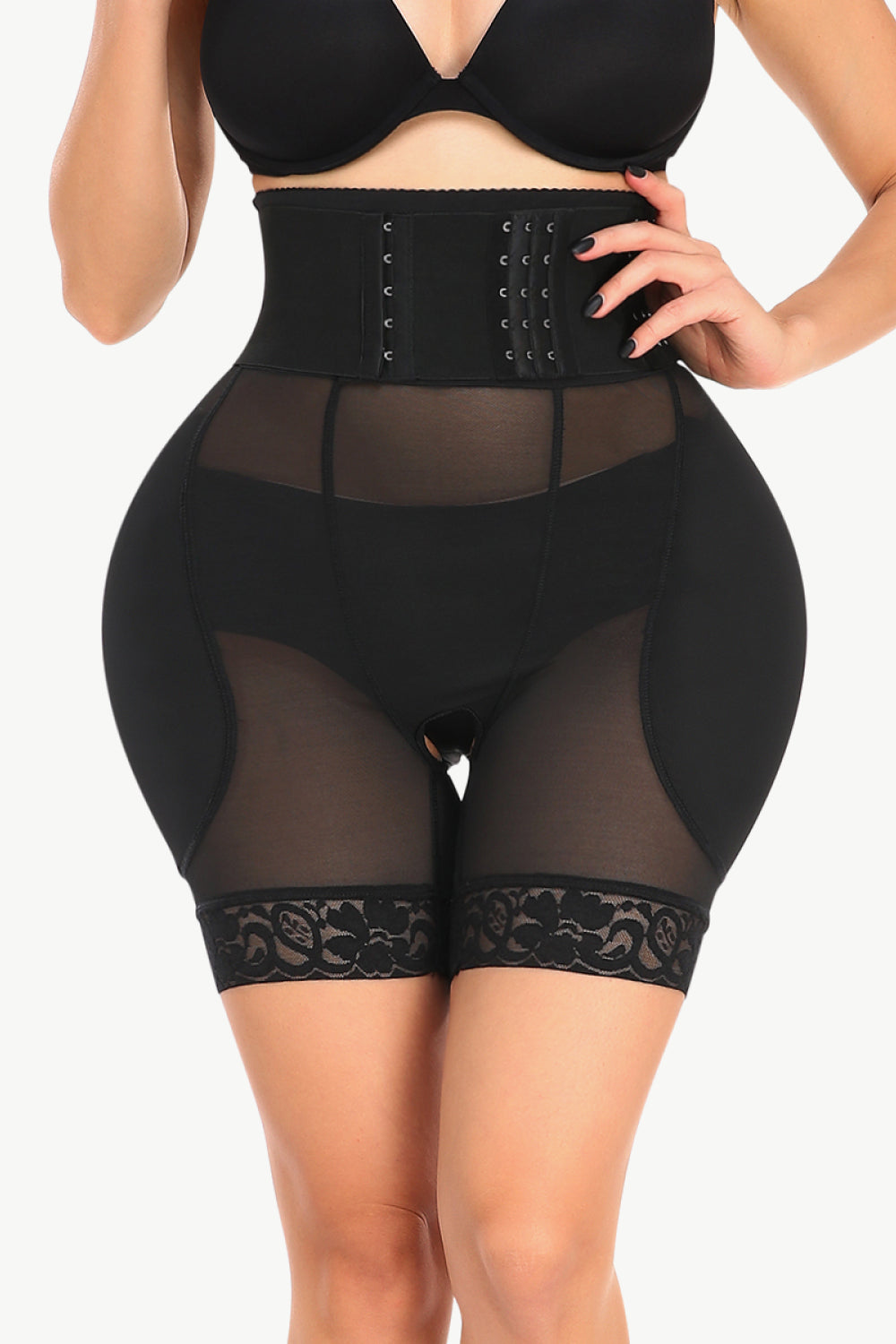 Full Size Breathable Lace Trim Shaping Shorts-Street 360-Black-S-Urbanheer