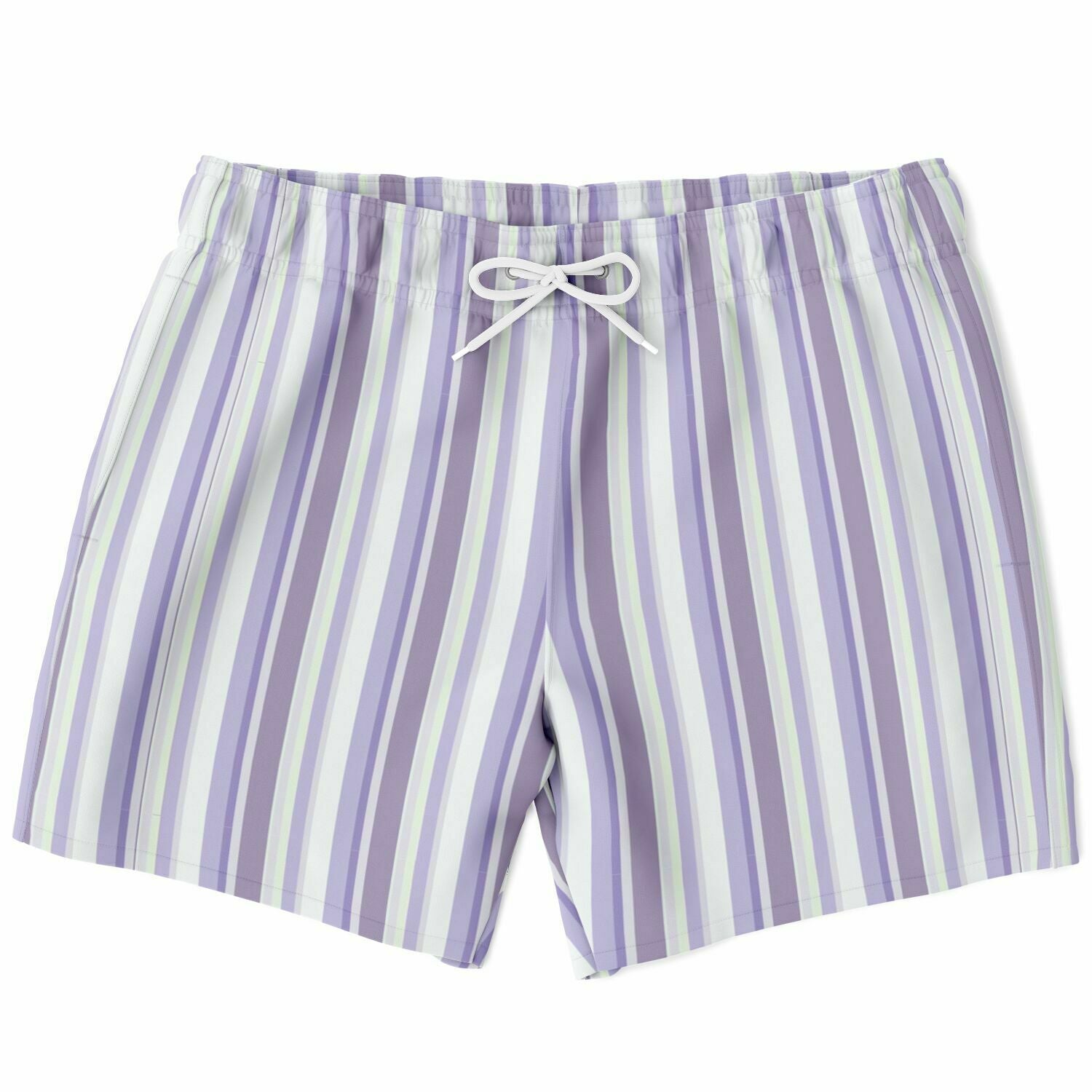Lavender Stripes 5.5" Men Swim Shorts-Subliminator-XS-Urbanheer