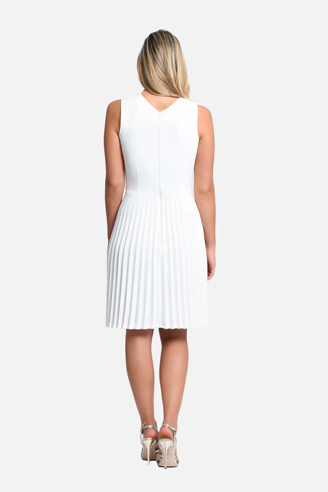 Linda Pleated Dress - White-Avoure Couture-Urbanheer