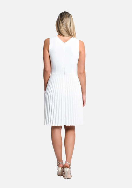 Linda Pleated Dress - White