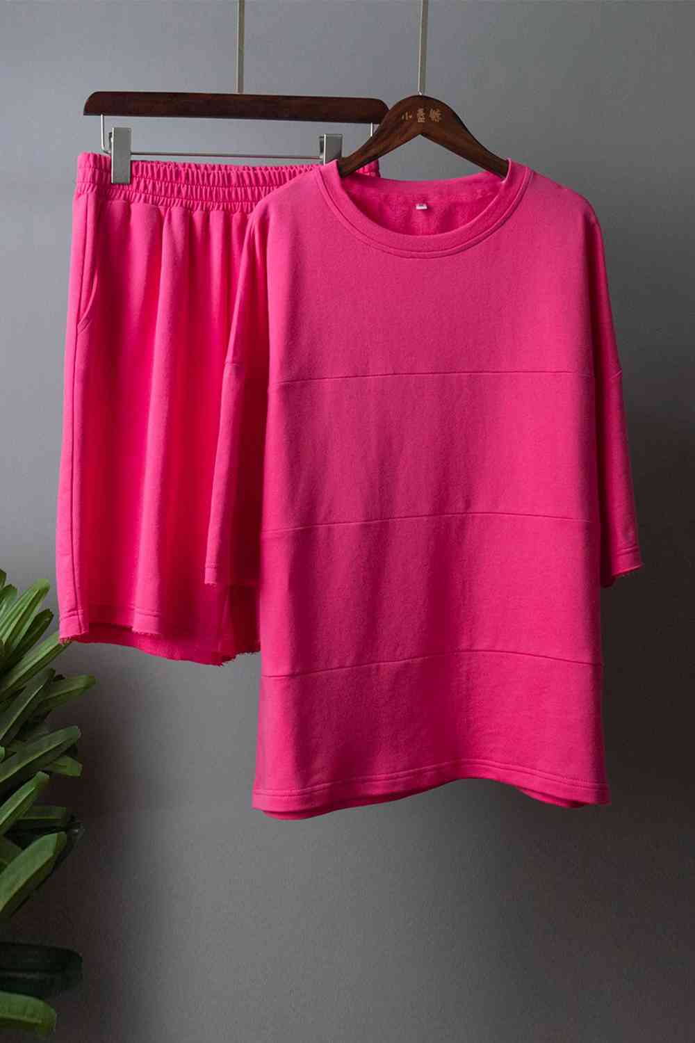 Round Neck Long Sleeve Top And Shorts Set-Street 360-Banana Yellow-S-Urbanheer