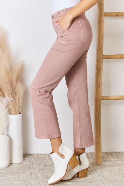 Risen Full Size High Rise Ankle Flare Jeans-Risen-Mauve-0-Urbanheer