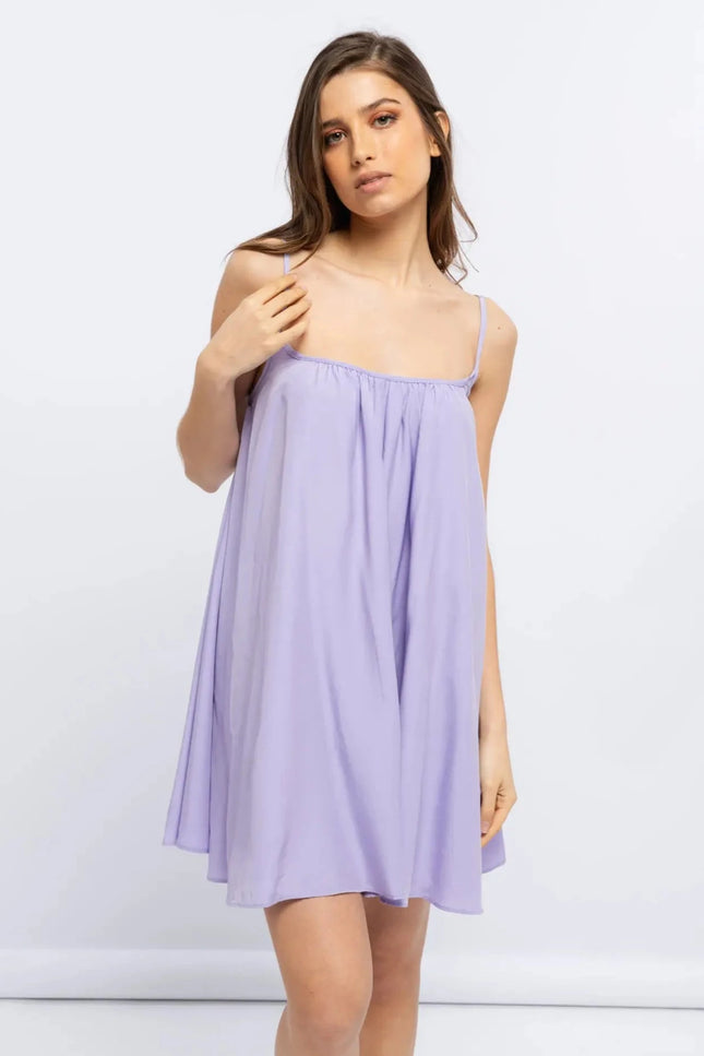 Lilac Dress With Square Neckline