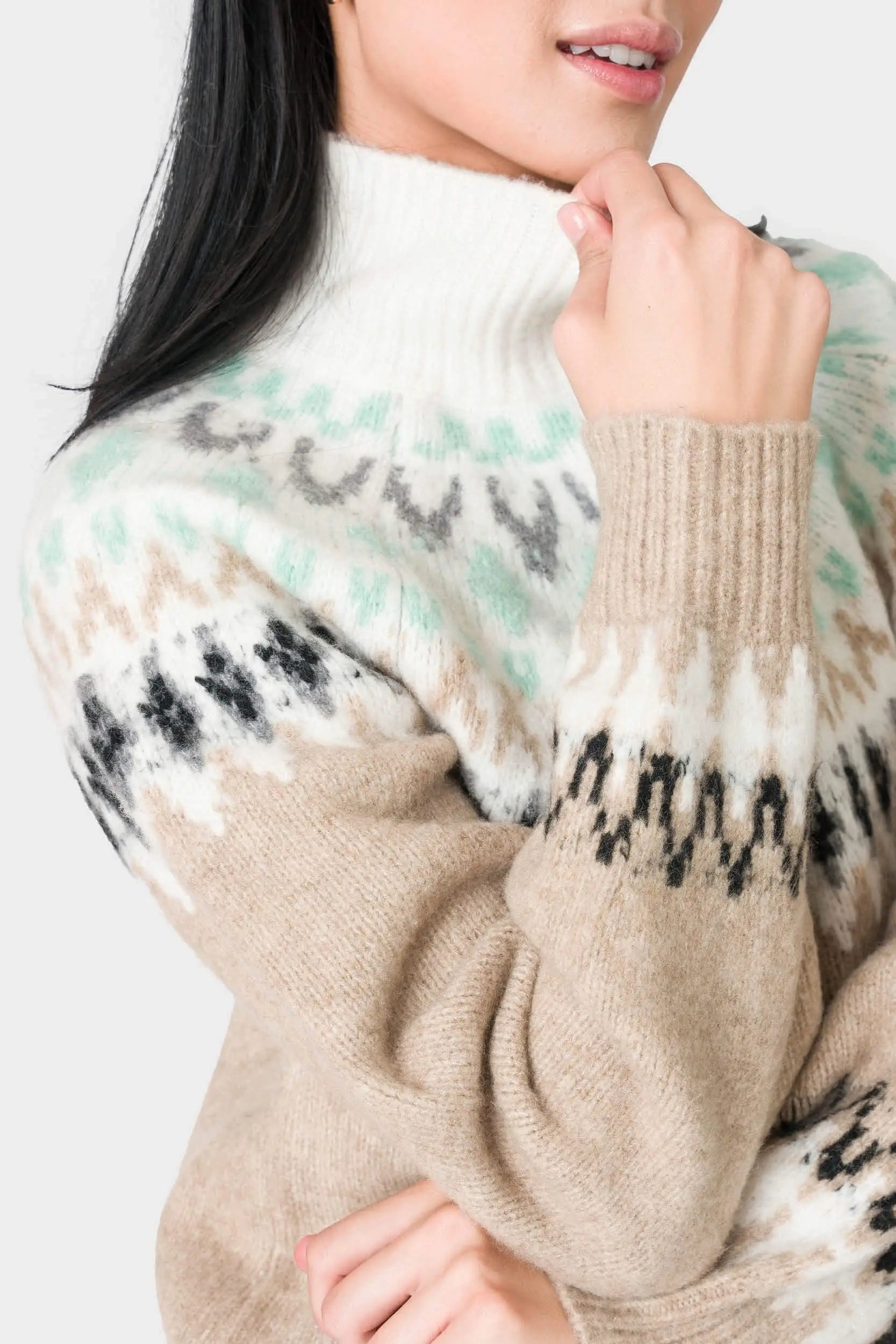 Mock Neck Fair Isle Sweater-Gibsonlook-XXS-Urbanheer