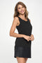 Vegan Leather Contrast Laser Cut Tunic Mini Dress-MILEY + MOLLY-L-BLACK-Urbanheer
