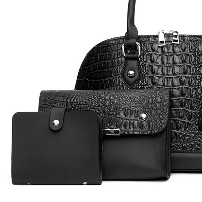 Leyla Womens Handle Bag (3 Piece Set) - Black-Fulfillment Center-Urbanheer