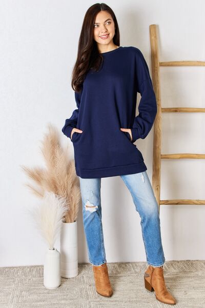 Zenana Oversized Round Neck Long Sleeve Sweatshirt-UHX-Urbanheer