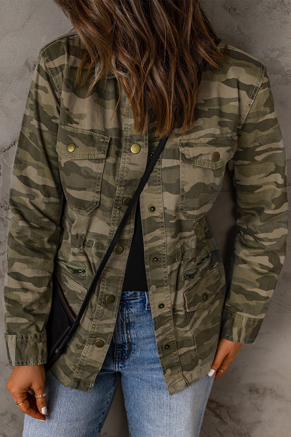 Camouflage Snap Down Jacket-Street 360-Camouflage-S-Urbanheer