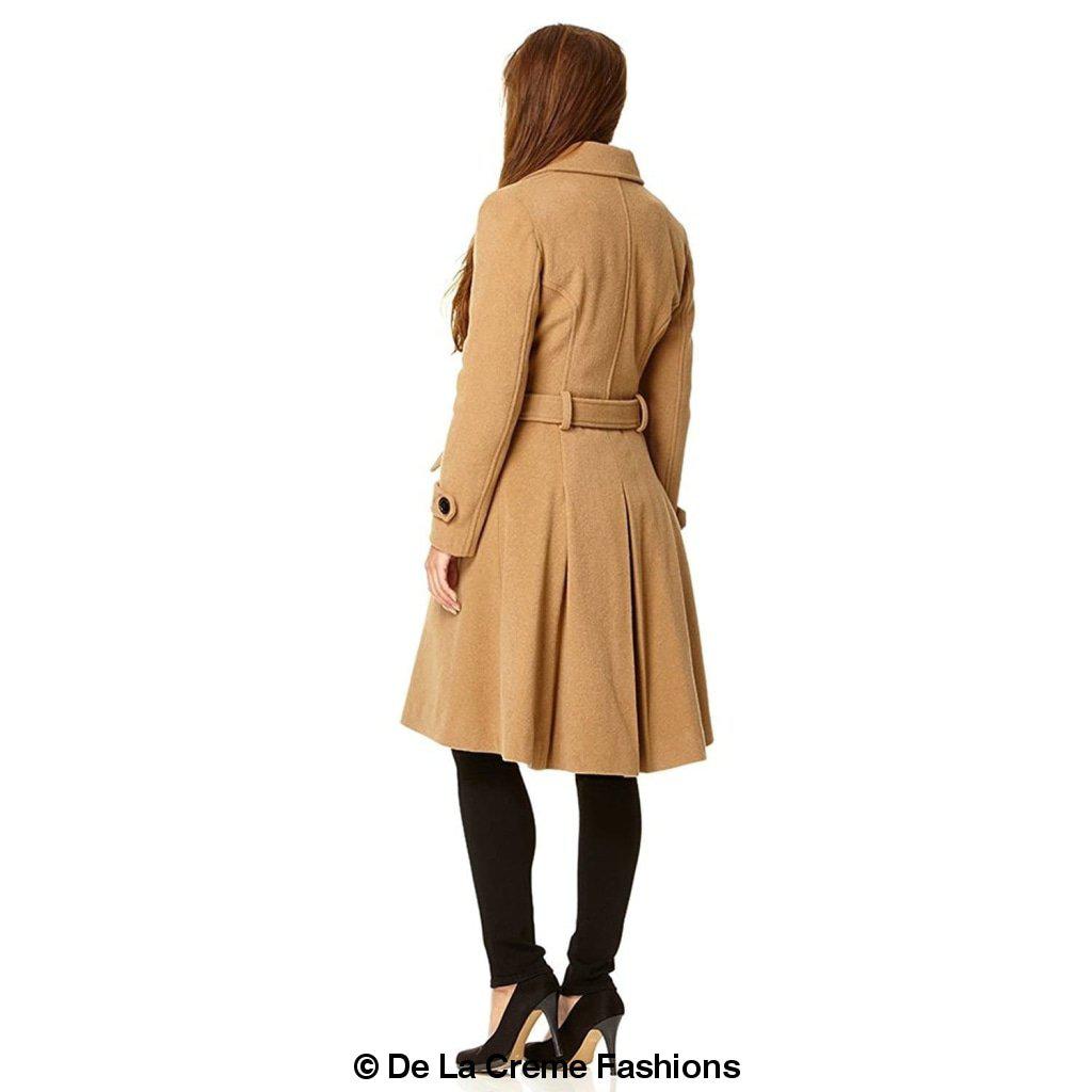 Wool Blend Double Breasted Coat (1201)-Rose Eleusis-UK 10/EU 38/US 6-Black-Urbanheer
