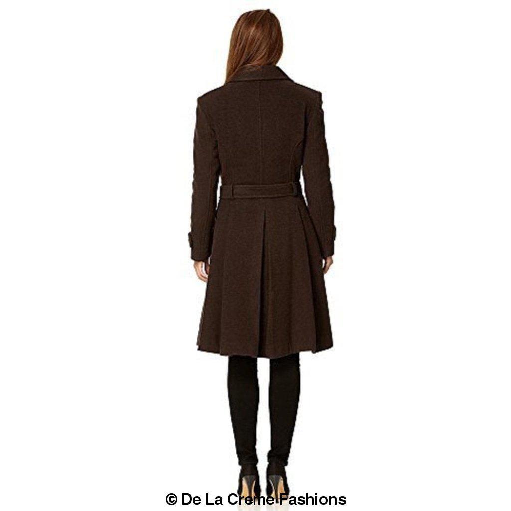 Wool Blend Double Breasted Coat (1201)-Rose Eleusis-UK 10/EU 38/US 6-Black-Urbanheer