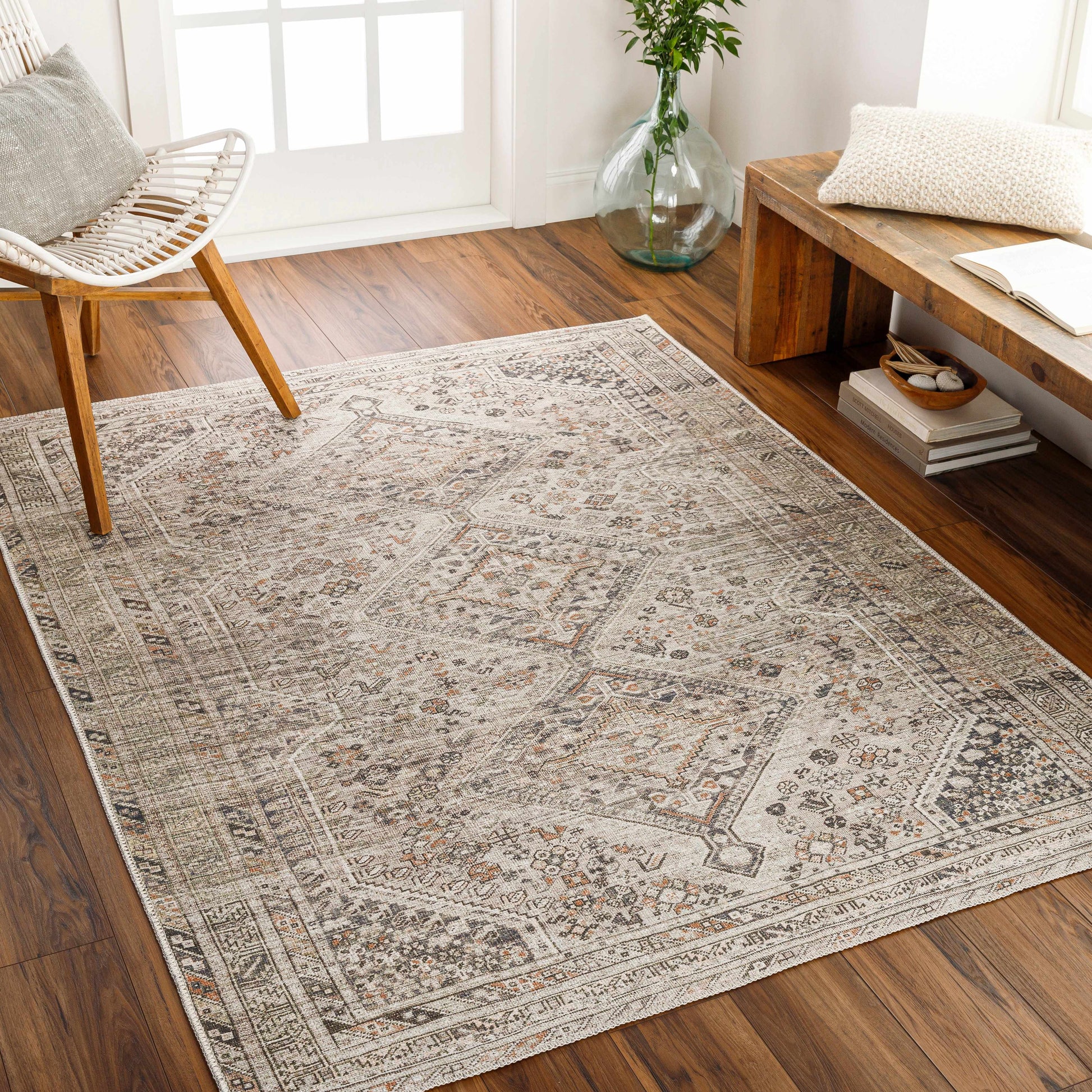 Barny Beige Washable Area Rug-Rugs-Hauteloom-2' x 2'11" Rectangle-Urbanheer