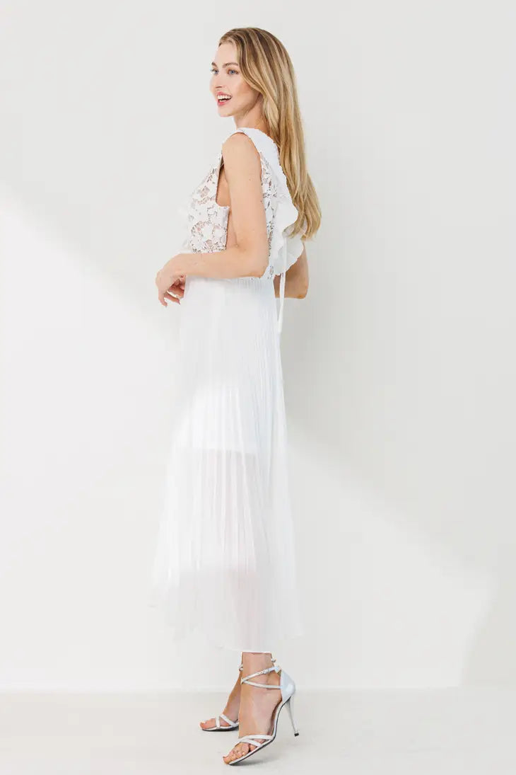 Pleat Detail Fabric Mix Midi Dress-Neon Blush-S-Urbanheer