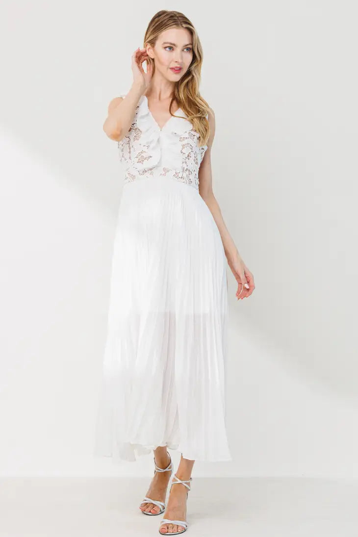 Pleat Detail Fabric Mix Midi Dress-Neon Blush-S-Urbanheer