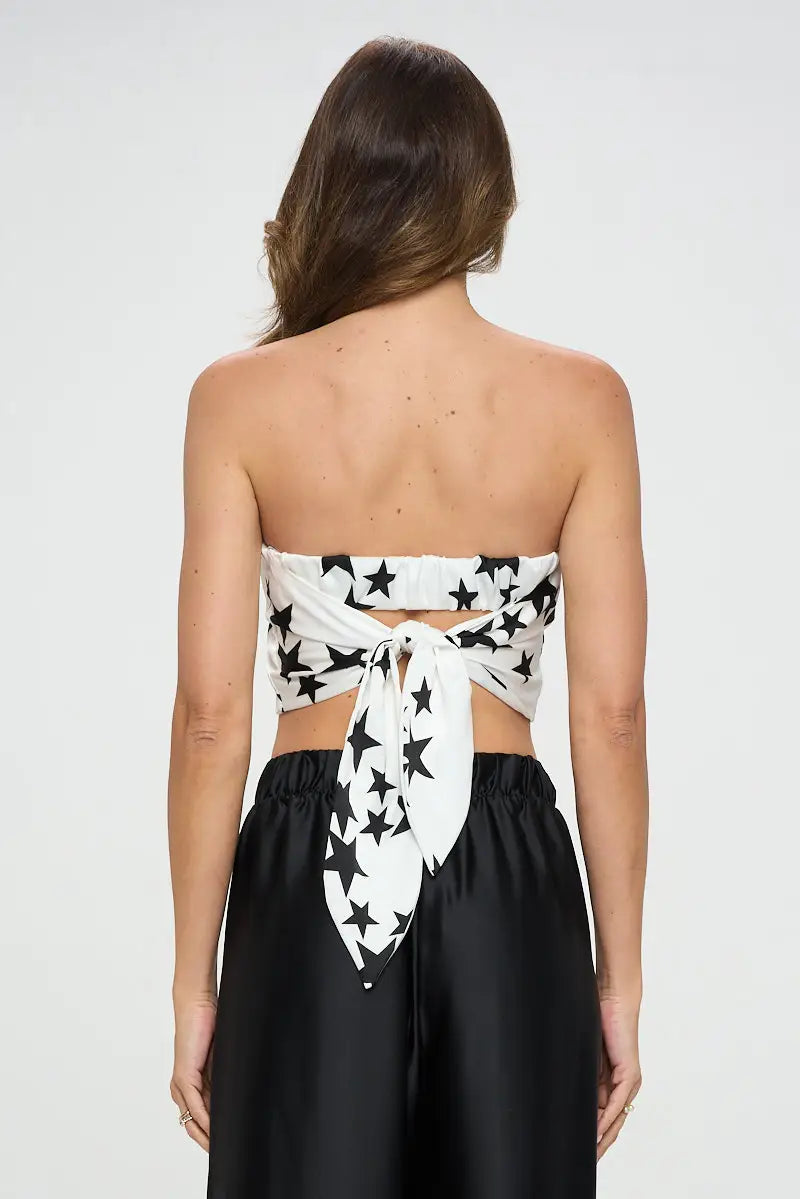 Stretch Satin Tube Top With Back Tie-Renee C.-S-Urbanheer