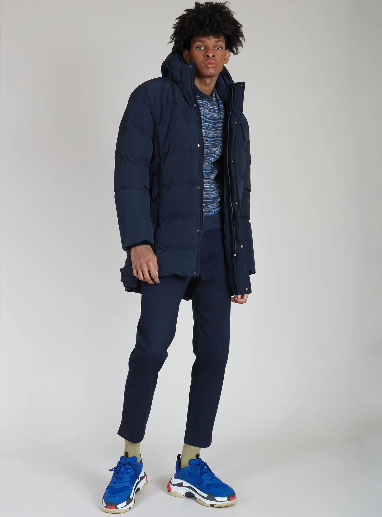 Long Quilted Puffer Jacket-Point Zero-S-Navy-Urbanheer