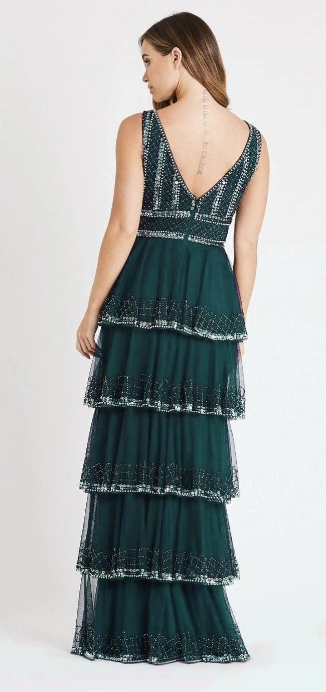 Mulan Lishky Emerald Green Gown.-lace and beads-UK 14-Urbanheer