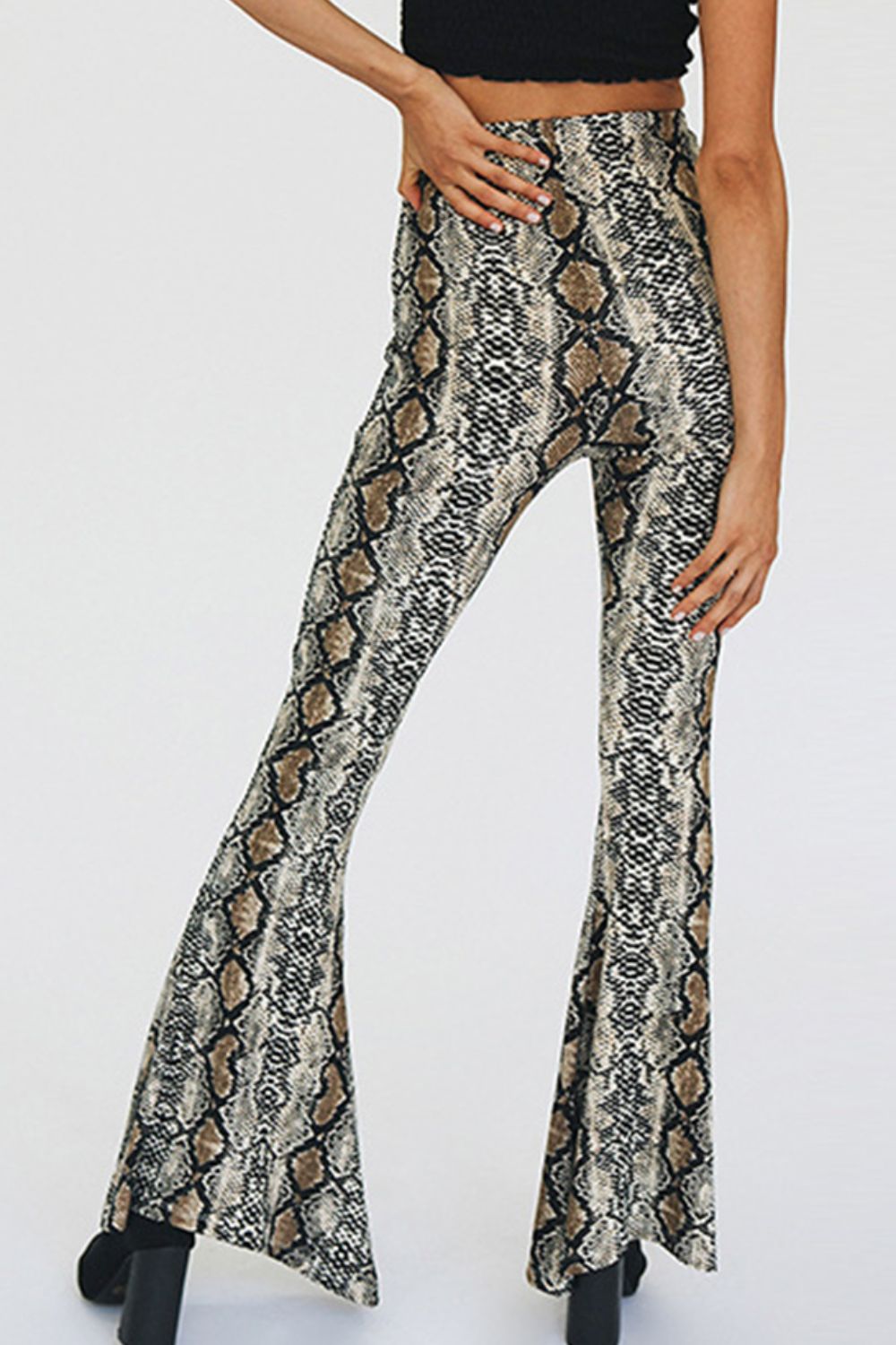 Snakeskin Print Flare Pants-Street 360-Snakeskin-S-Urbanheer